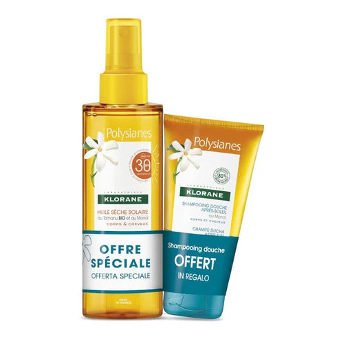 Klorane Polysianes Pack Aceite Seco Solar SPF30 200ml + Champú Ducha After-Sun 75ml